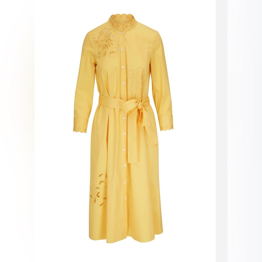 Soft Yellow Floral Detail Shirt Dress
